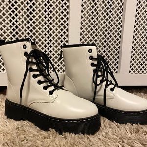 White Lace Up Combat Boots *RUN SMALL*